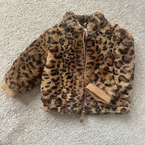Cat & Jack Cheetah Leopard Animal Print Fuzzy Faux Fur Bomber Coat Jacket Baby